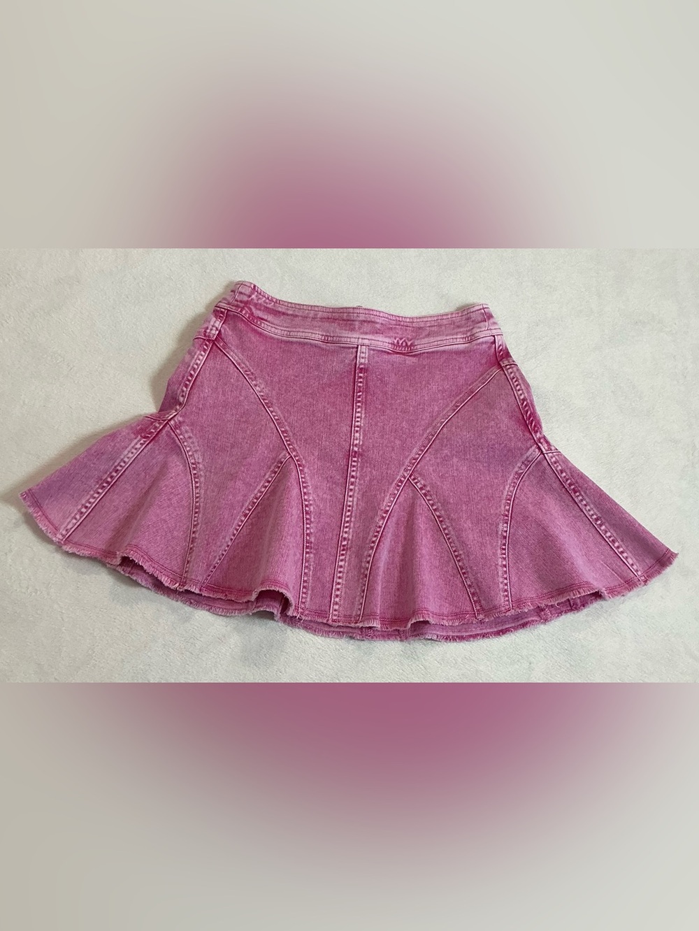 Pilcro Anthropologie Pink Denim Skater Mini Skirt Y2K A-Line Vintage Size 0 - Picture 9 of 11